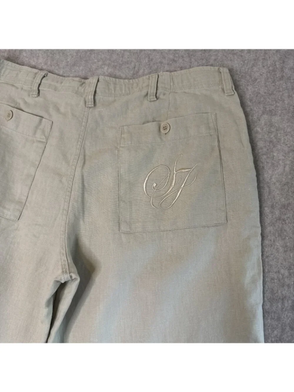 Sean John 100% Linen Drawstring Pants Men's 40x33 Khaki Straight Leg